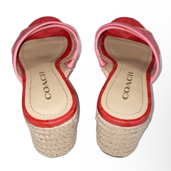 Coach Pink/Red Espadrille Sandals, Size 6 - Picture 5 of 17